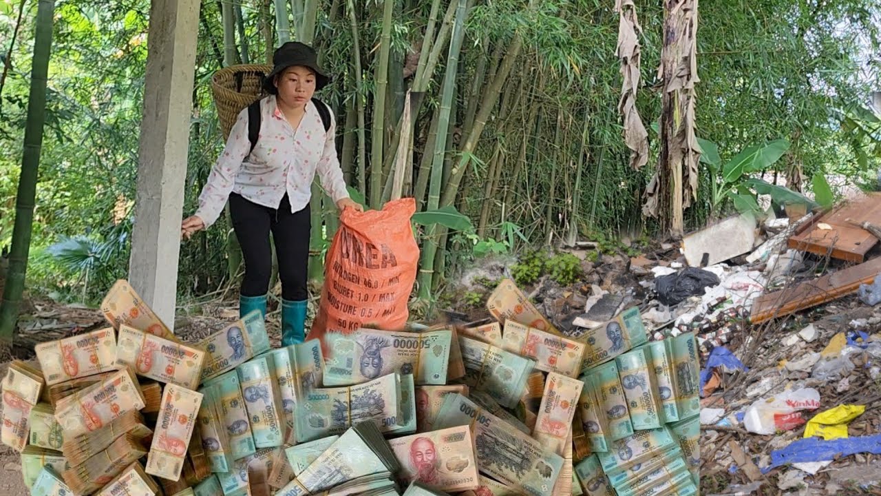 A lucky day for a young girl collecting scrap, discovering a large amount of money./huyen my