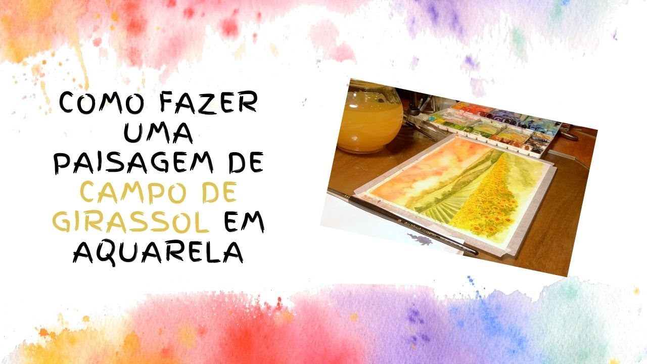 Como fazer uma paisagem de campo de girassol em aquarela