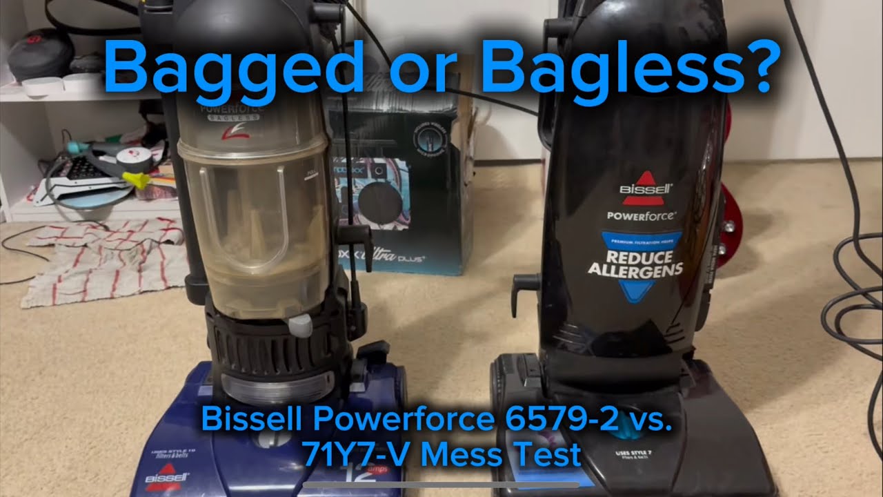 Bagged or bagless? Bissell Powerforce Bagless 6579-2 VS Bissell Powerforce 71y7-V Mess test!