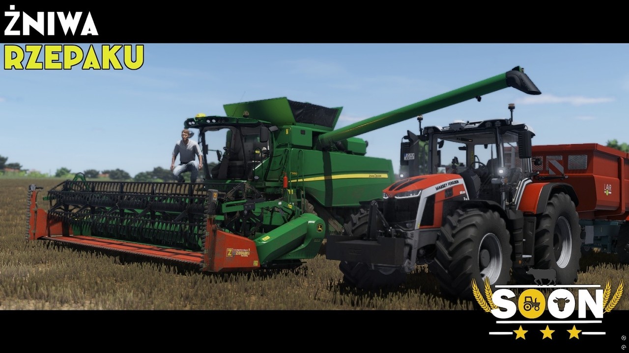 Żniwa rzepaku ⭐ John Deere T560i & Massey Ferguson 8s 205 ⭐ FS25 🌾