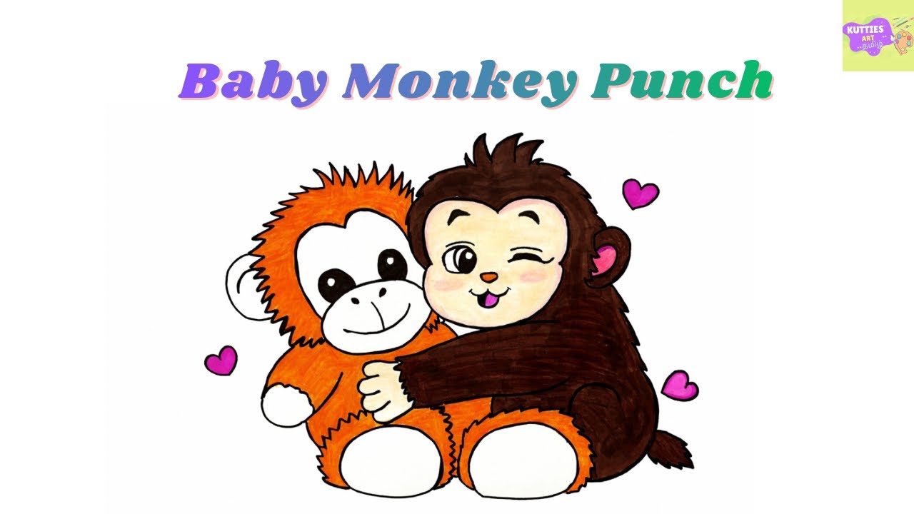 Baby Monkey Punch drawing for kids/ How to draw Baby Monkey Punch with step by step instructions 