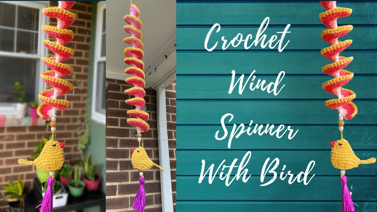 Crochet Wind Spinner with a Bird Hanging Tutorial