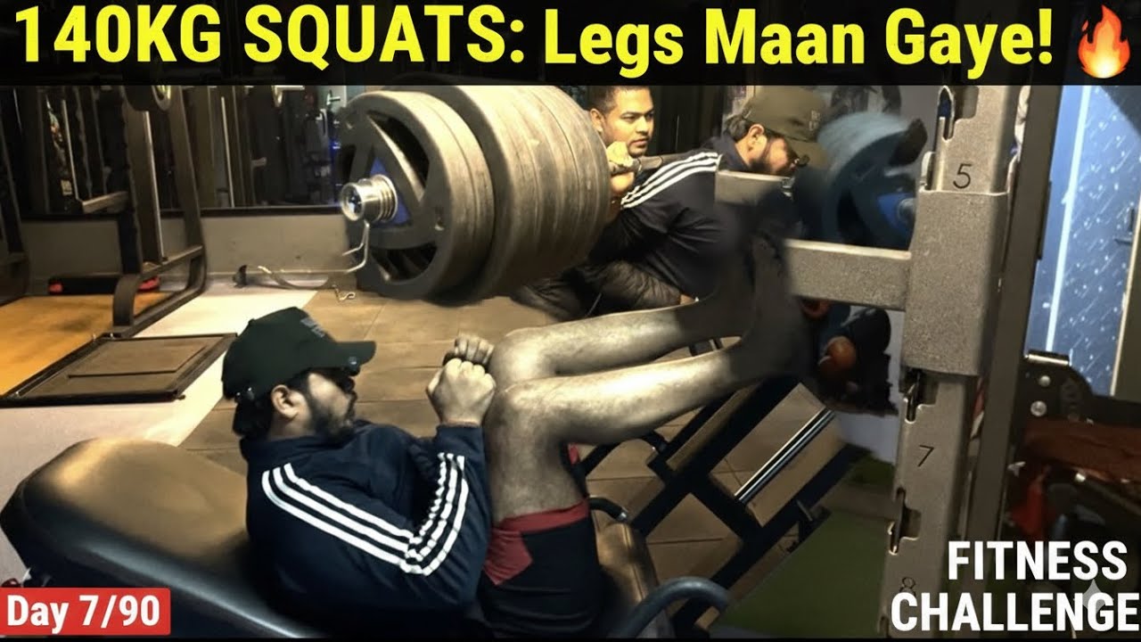 140 KG ESCORTS Push Your Limits! 140KG Squats Challenge | 90 Days Transformation Day 7