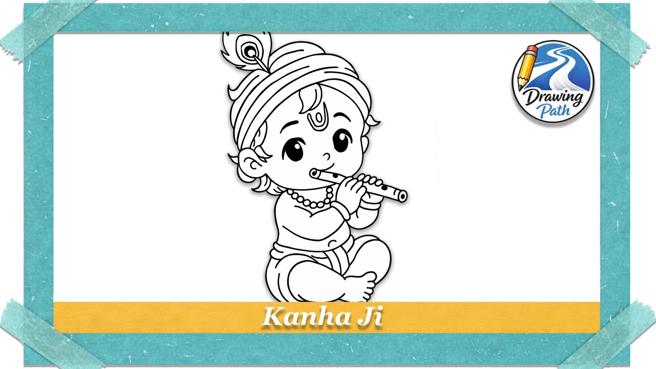 Beautiful Krishna Drawing Easy Step by Step 🦚 | Cute Baby Krishna Drawing for Beginners