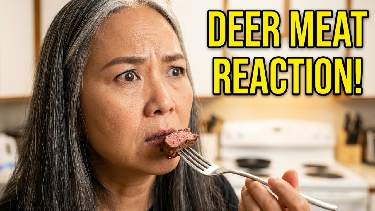 First time cooking deer meat and my wife’s the taste tester watch her reaction