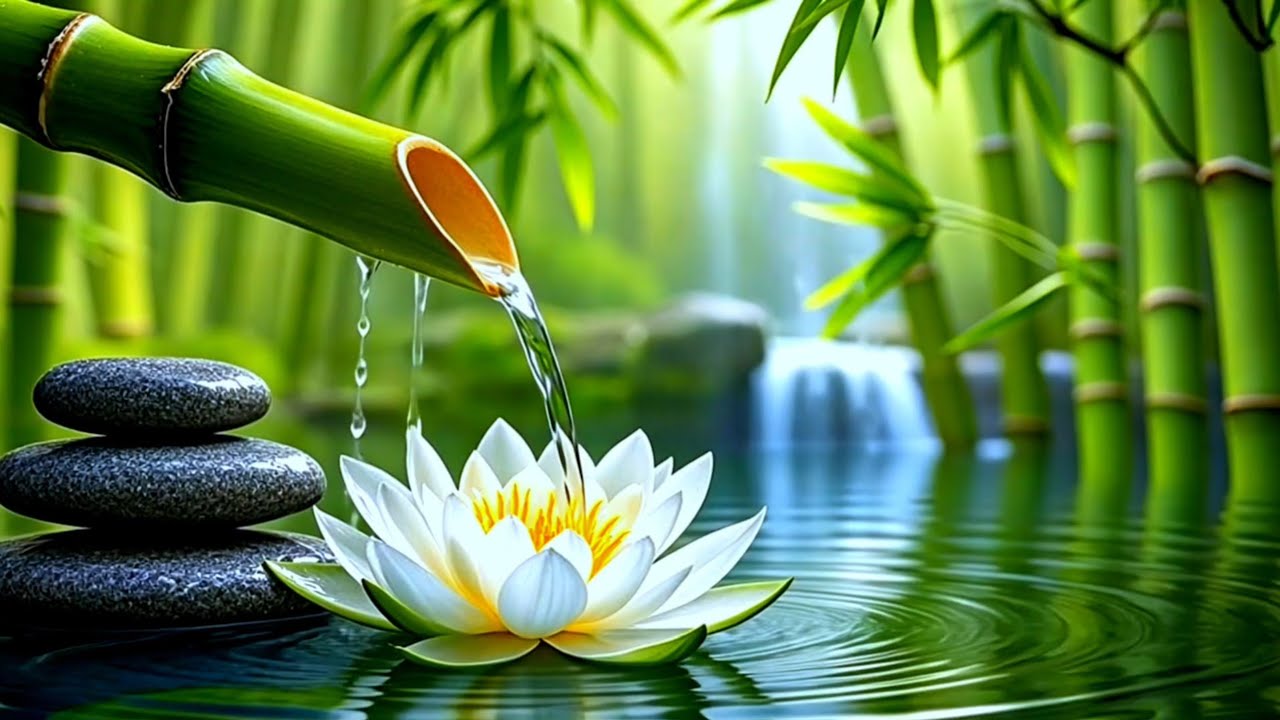 Relaxing Sleep Music + Bamboo Water Sounds 🌿 Deep Healing and Meditation Music Relax Mind Body, Spa