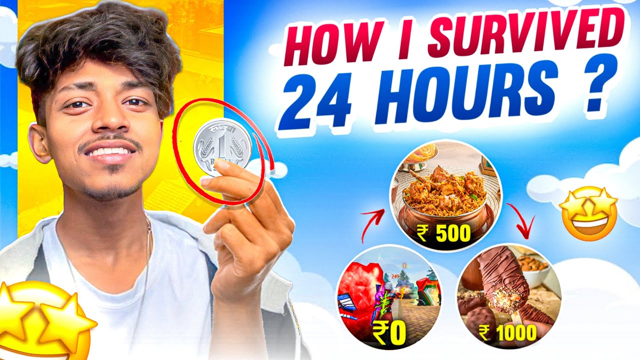I Survived 24 Hours By Playing FreeFire Tournaments 😱 Turning 0Rs Into 100**Rs 🤑 - TPG SIDHU