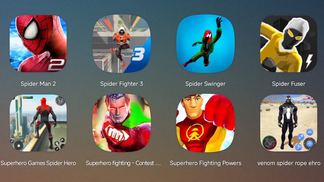 The Amazing Spider-Man 2,Spider Fighter 3,Spider Swinger,Spider Fuser,Superhero Games,Venom Spider
