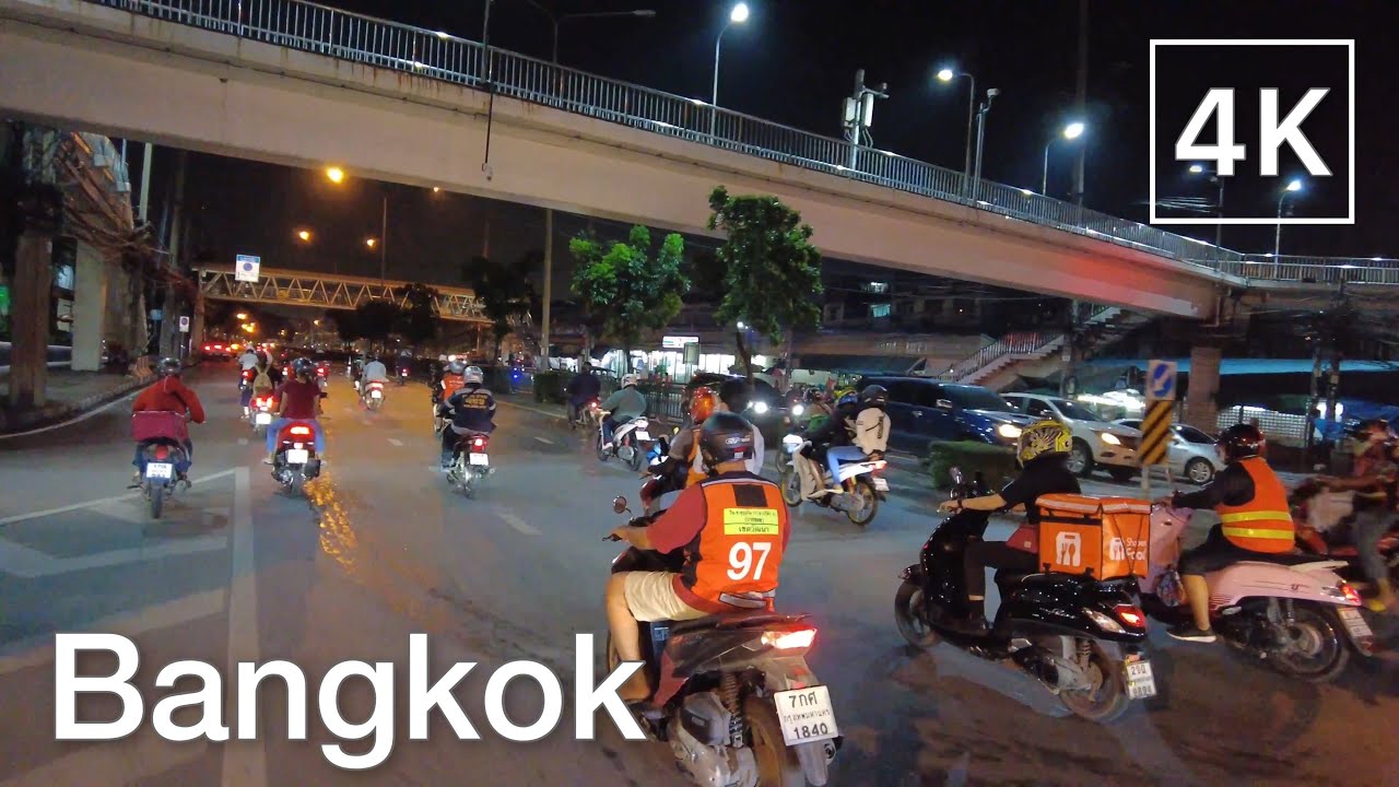 [4K] Bangkok Night Drive | Driving Rama Ⅳ Road in Bangkok at Night | Motorcycle Taxi | Thailand 2021