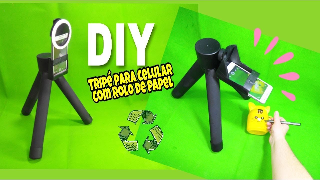 DIY Tripé  para celular caseiro feito com rolos de papel e caixas de leite - Reciclarte