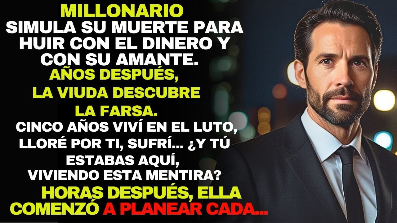 Millonario simula su muerte para huir con el dinero y con su amante. Años después, la viuda ...