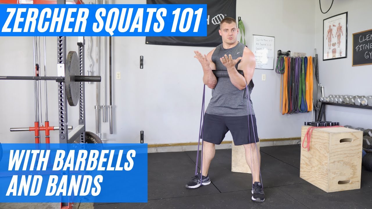Band Zercher Squat - The Zercher Squat with Barbell or Bands.