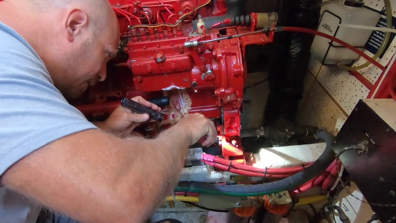Changing raw water pump on ford lehman 120, in our Island Gypsy Trawler.