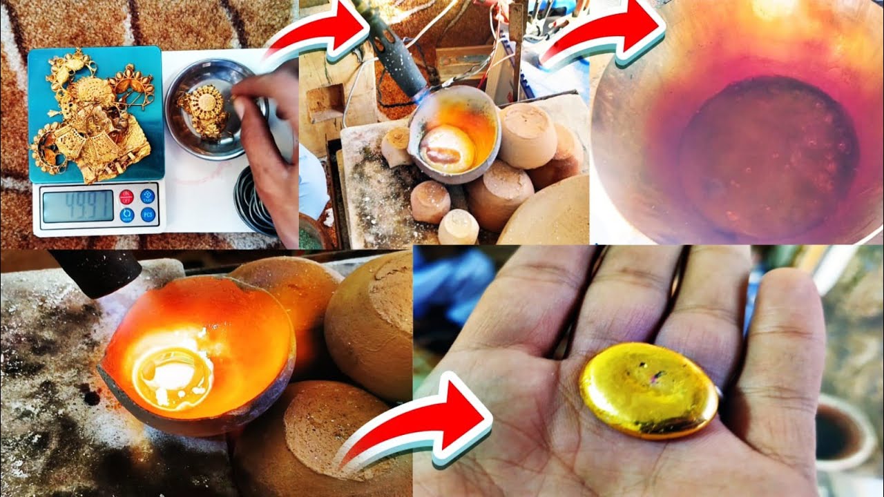 Gold Refining Process From Old Jewelry to Pure Gold Bar | Real Gold Melting