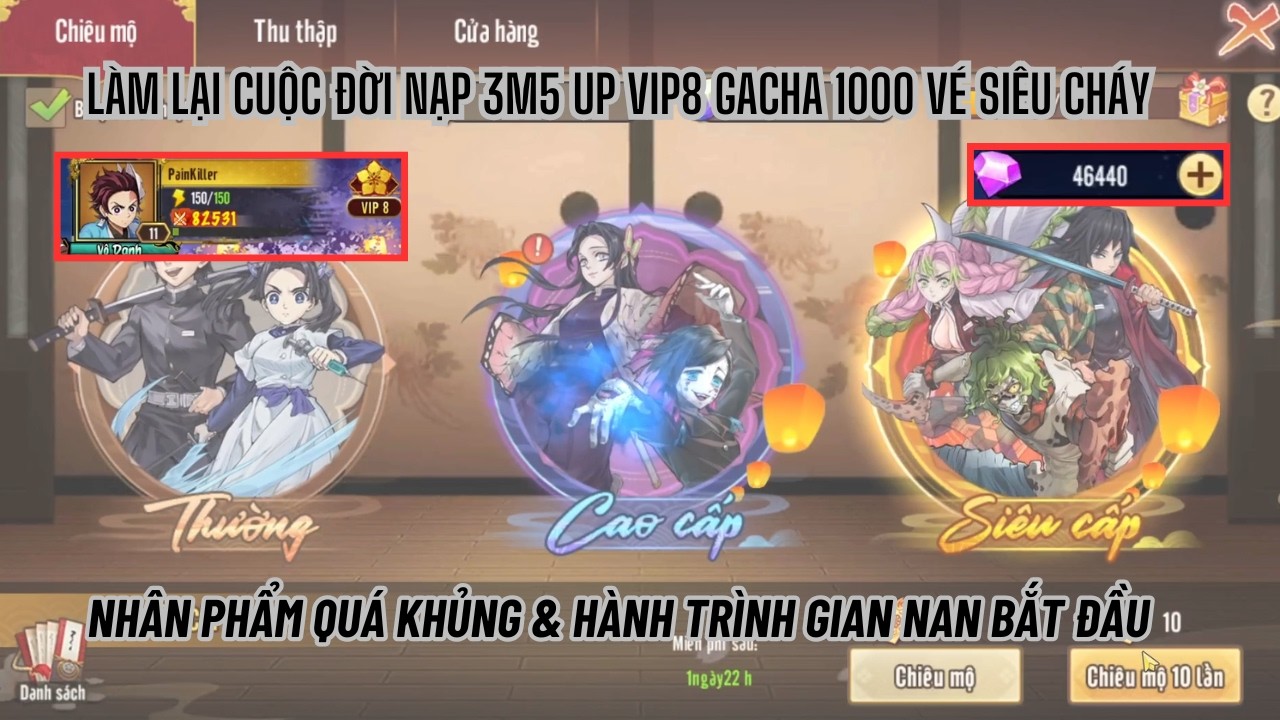 KHẾ ƯỚC DIỆT QUỶ #2 - Isêkai nạp 3m5 up VIP8 gacha 1000 vé quá khủng khiếp - Hành trình diệt quỷ mới