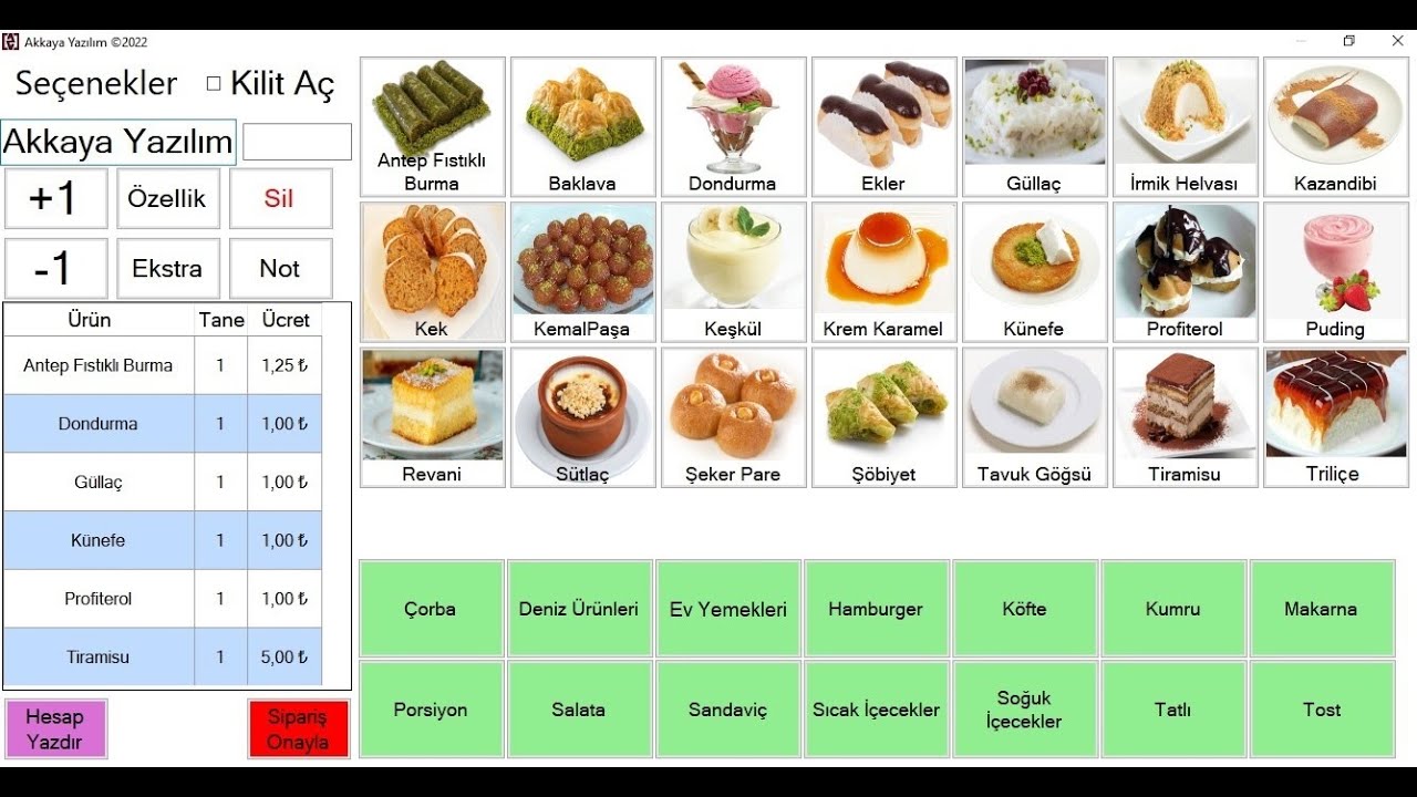 Akkaya Yazılım Bodrum Pos Garson Sipariş İşlemleri