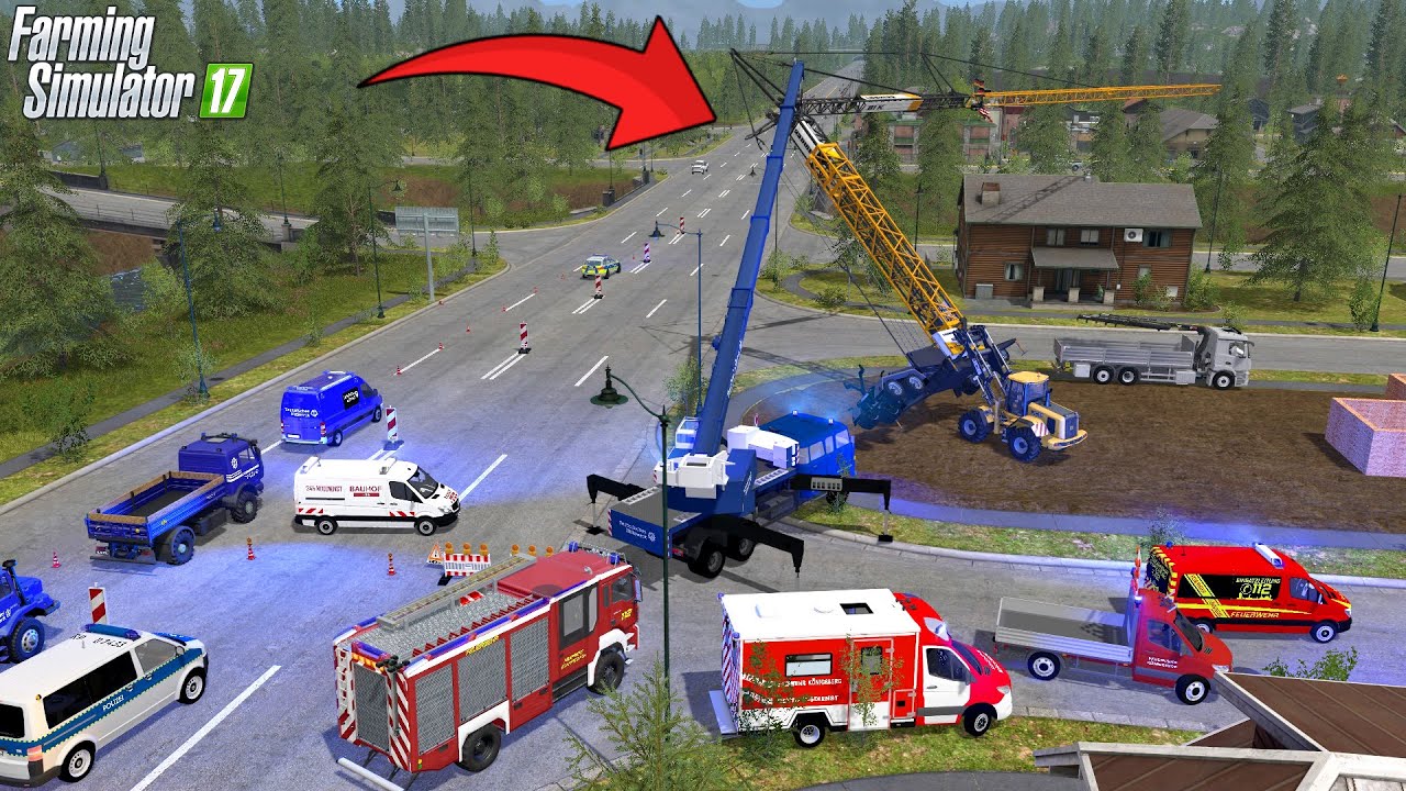 LS17 - Baukran droht EINZUSTÜRZEN wegen Praktikanten - Einsatz für THW, Feuerwehr und Polizei! #002