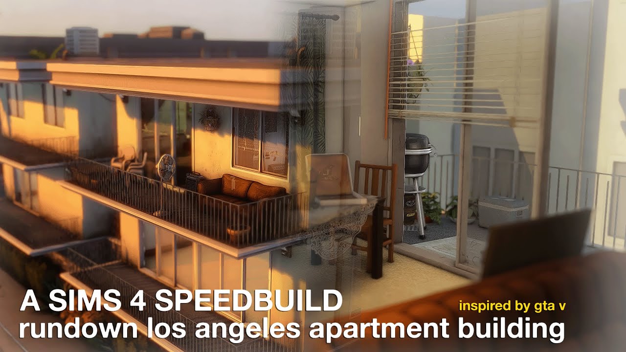 rundown la apartment building | a sims 4 speedbuild w/cc