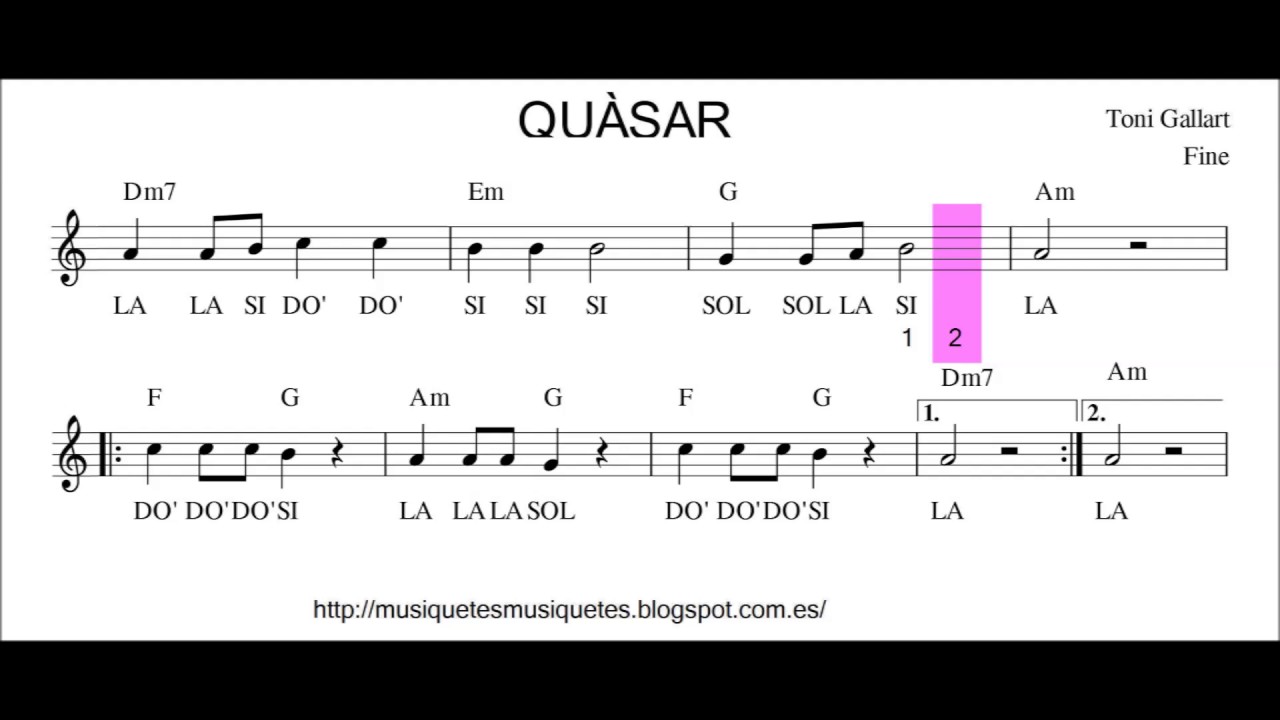 QUÀSAR. Partitura fàcil per a flauta + playalong (C instrument, flauta, violí, ...)