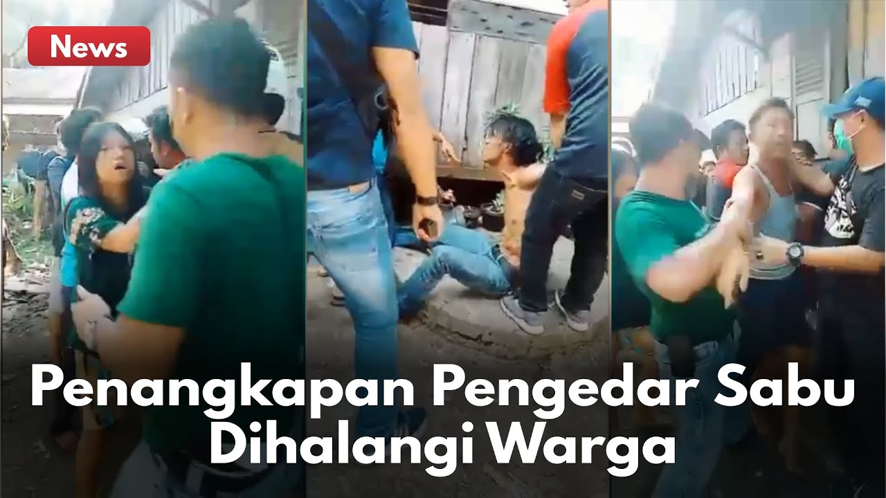 WARGA HALANGI APARAT SAAT LAKUKAN PENANGKAPAN PENGEDAR SABU DI KAMPUNG TERENDAM PEKANBARU !!