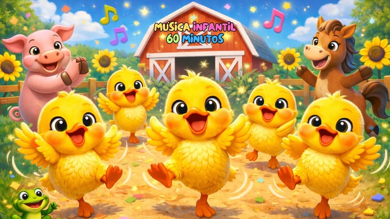 Canção dos Bichinhos da Fazenda Feliz | Dança Alegre dos Cinco Pintinhos | Coletânea Infantil