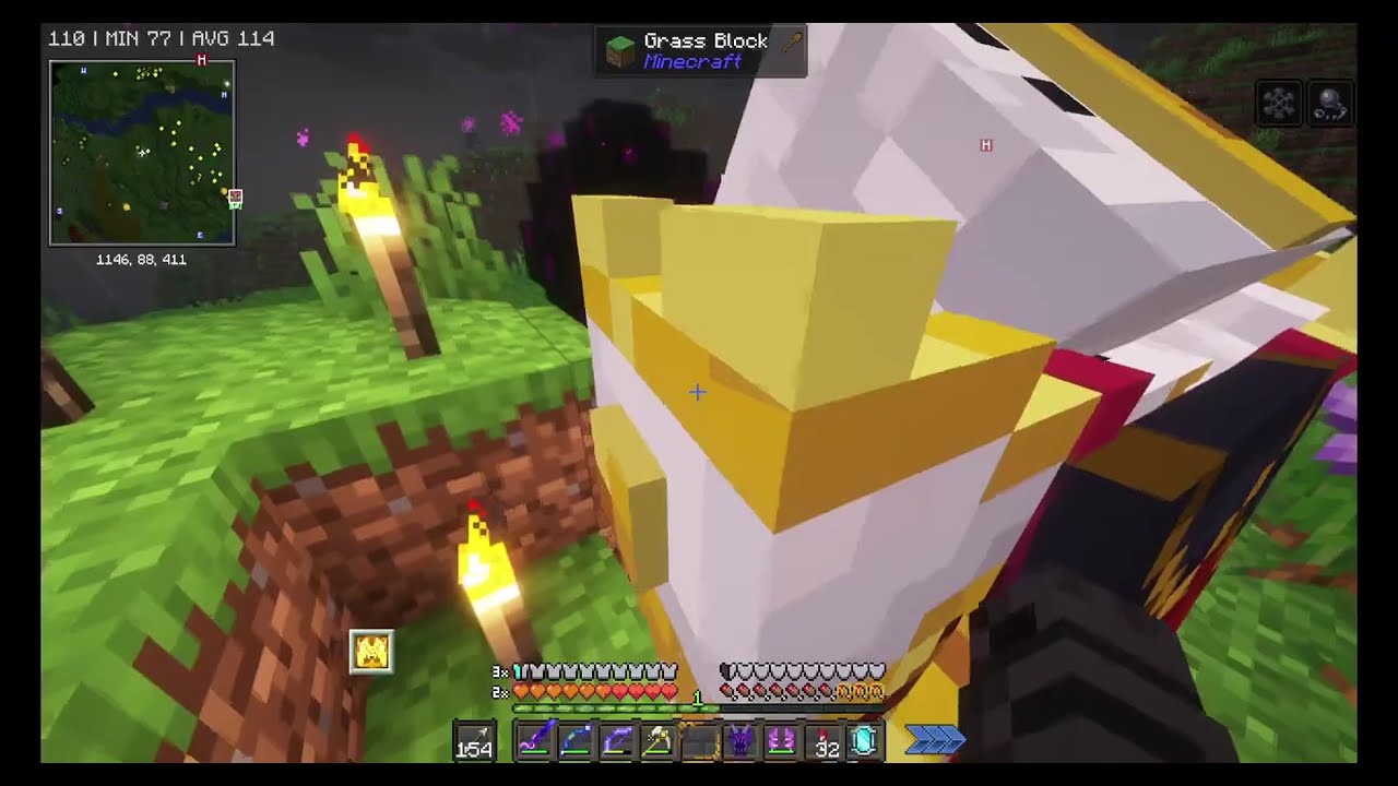 Modded Minecraft end dragon fight
