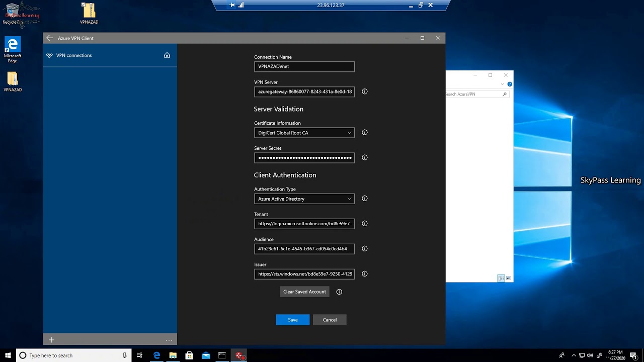 Azure (Beginners to Professional) Part-15, Configure P2S Azure VPN Client Azure AD authentication