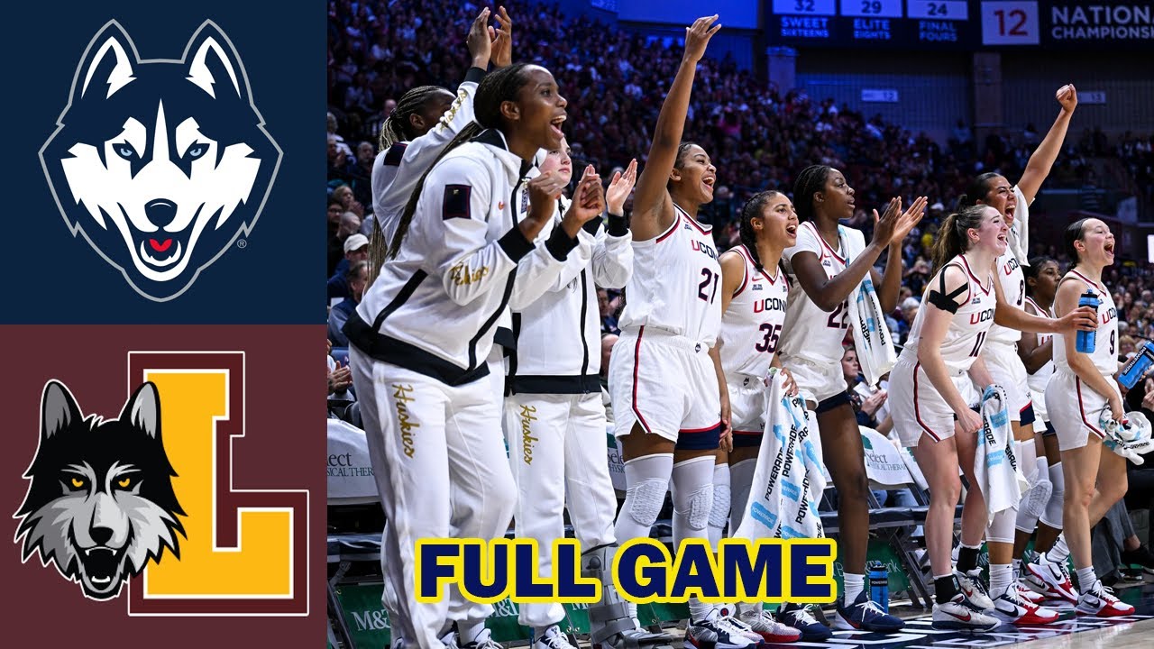 Полная игра женского студенческого баскетбола Uconn против Loyola Chicago | Баскетбол NCAA 2025
