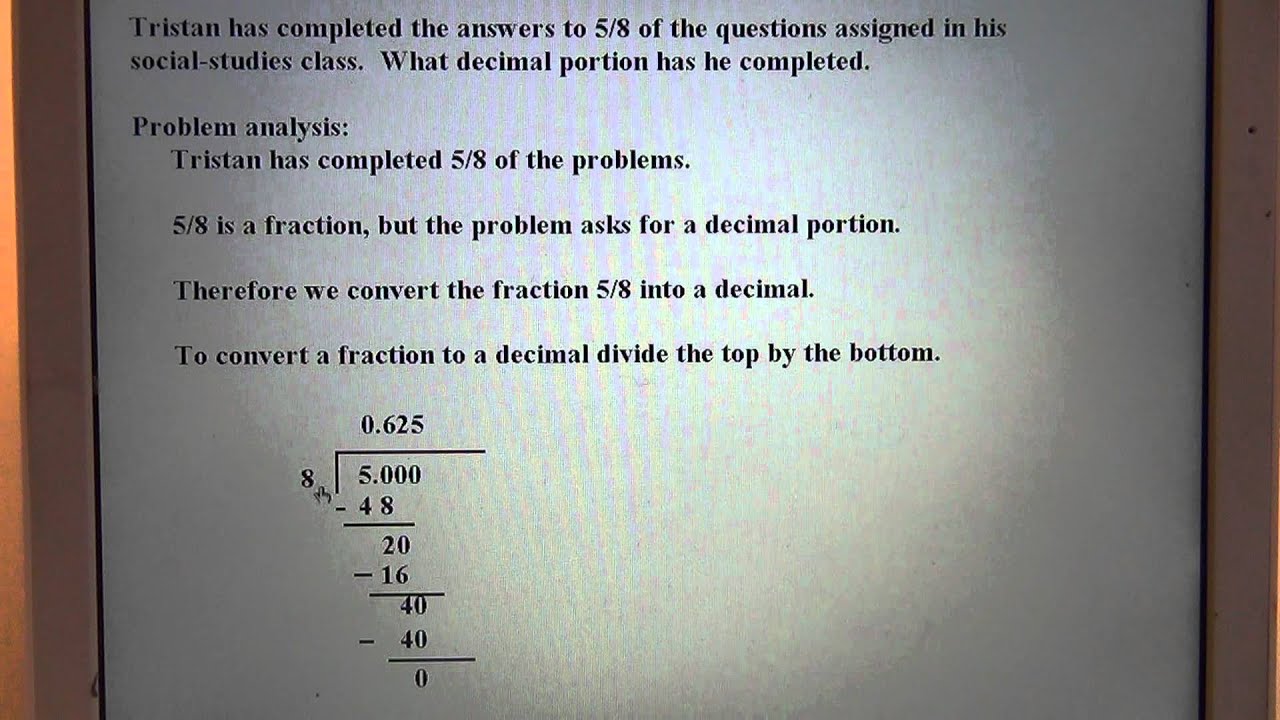 NS Changing Fractions To Decimals
