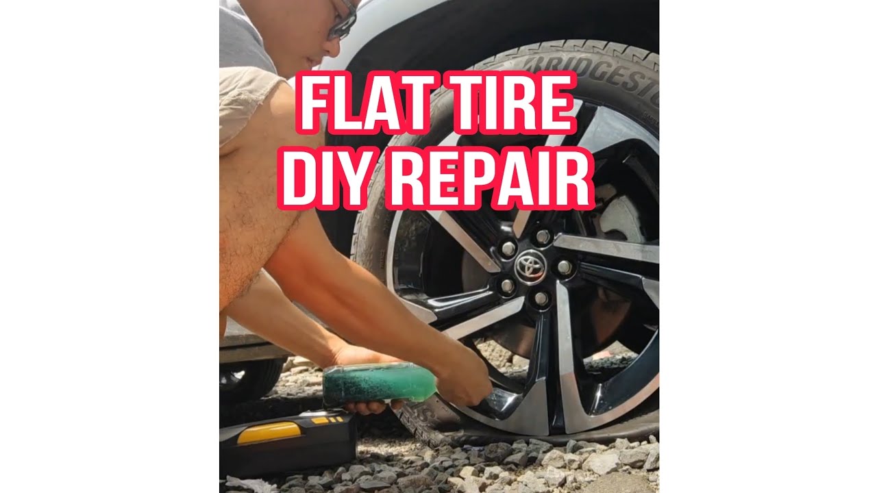 Flat Tire Emergency DIY REPAIR   #car #diy #diyrepair 