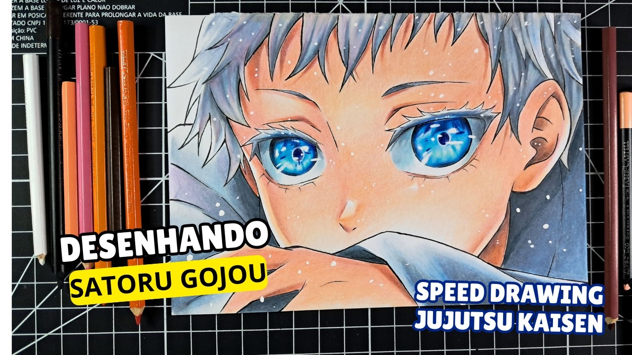 Desenhando Satoru Gojou passo a passo - Speed Drawing Gojou Jujutsu Kaisen