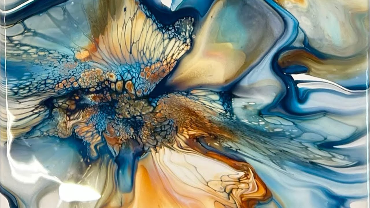 204. Moody Blues Deconstructed Bloom, Acrylic Painting, Abstract Art, Fluid Art