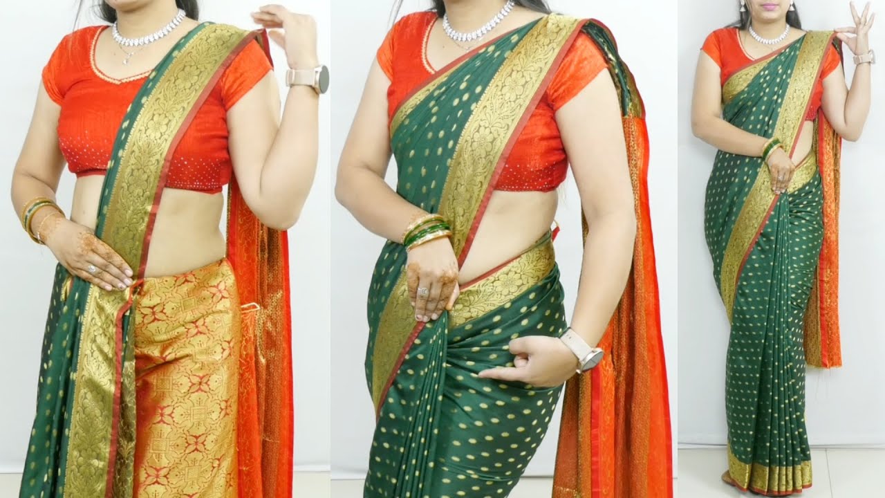 Beautiful Banarsi silk saree draping perfectly for wedding & function | How to wear saree easily