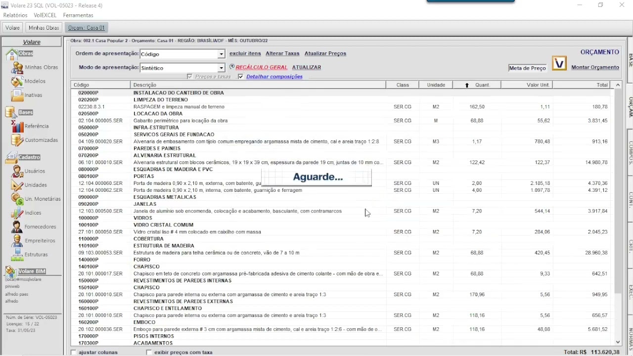 Fixar Pre&ccedil;o Final do Or&ccedil;amento no Software Volare