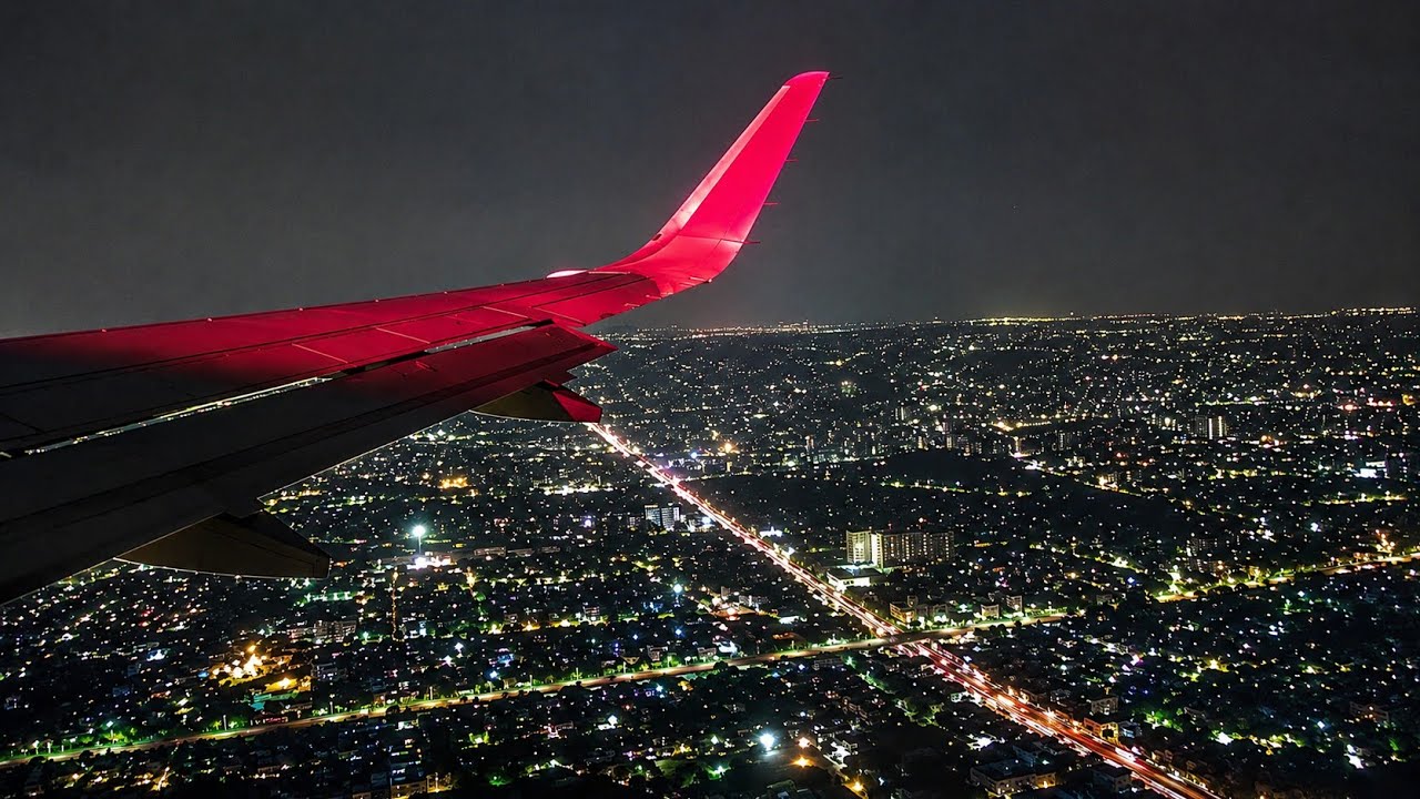 GORGEOUS Night Landing at Lucknow Airport (BEST VIEW EVER) 😍