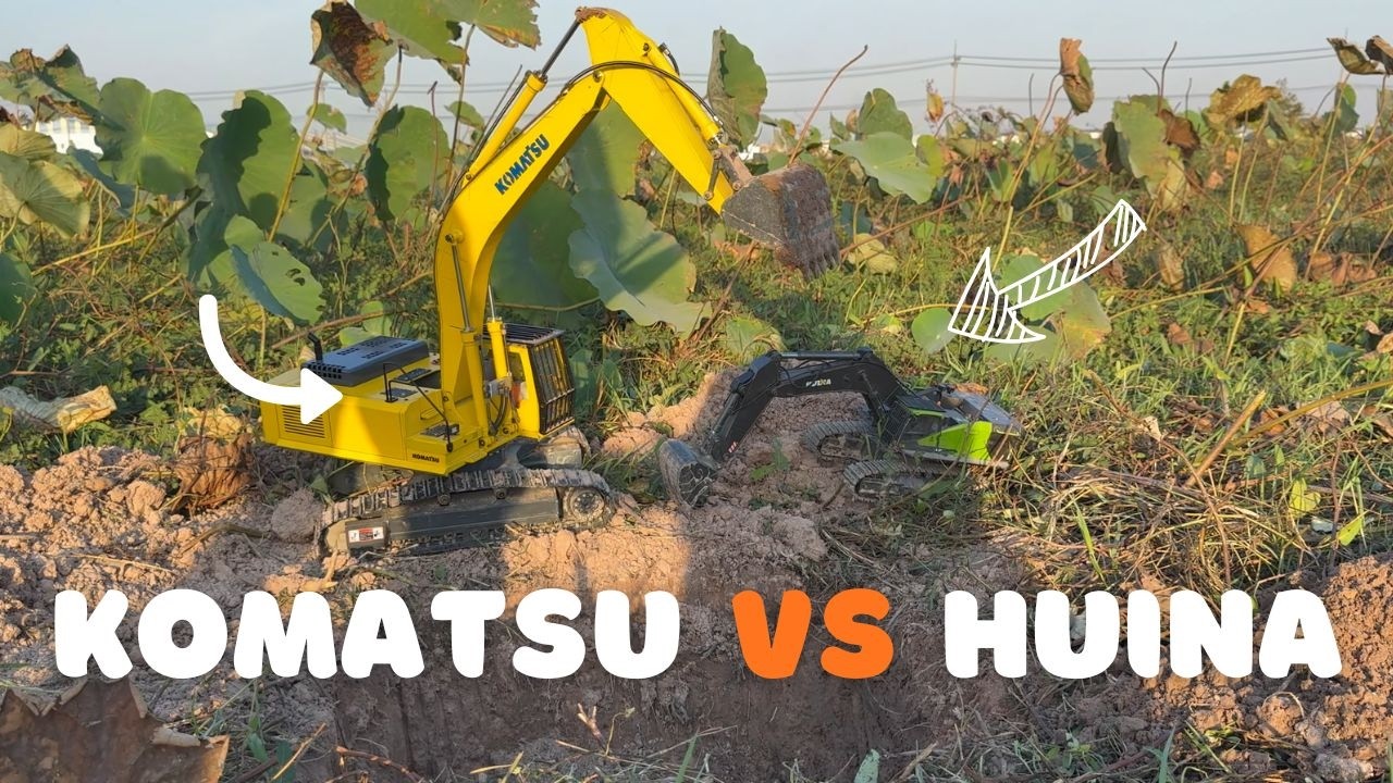 Komatsu vs Huina RC Excavator Dig the Pond | RC Truck Lab