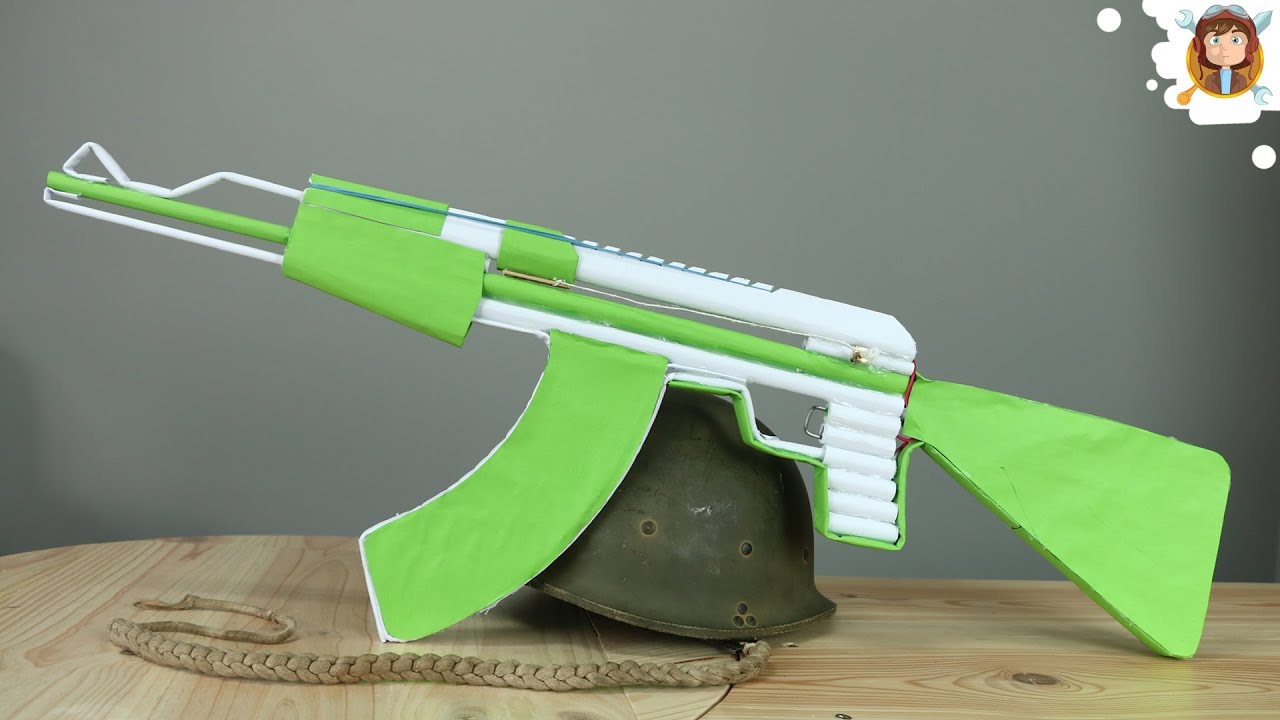 Cómo Hacer una AK 47 de Papel  (Lanza Banditas Elásticas )