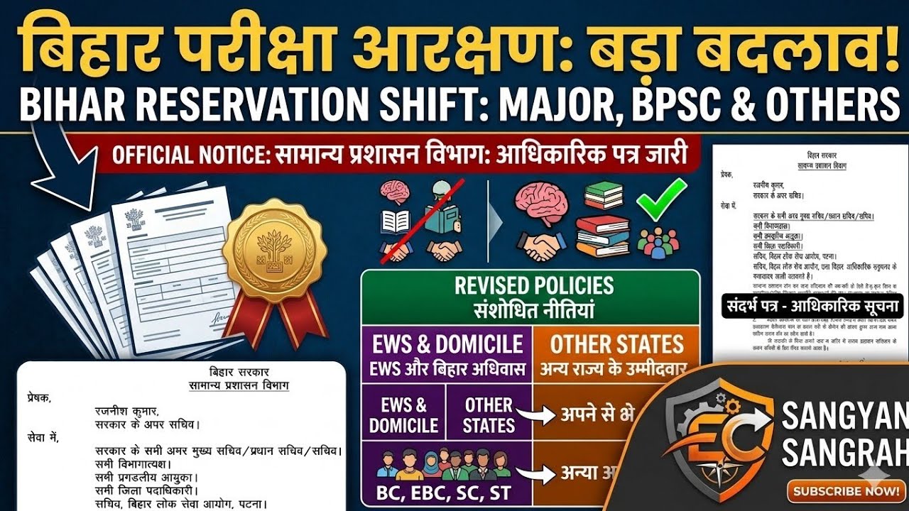 बिहार आरक्षण नया नियम 2026 🔥 EWS संशोधन | BPSC BSSC बड़ा बदलाव