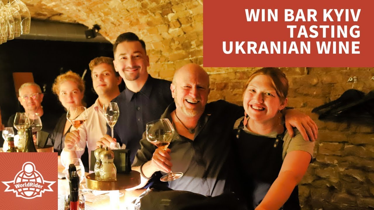 Tasting Ukranian Wine at Win Bar Kyiv Ukraine with Allan Karl WorldRider