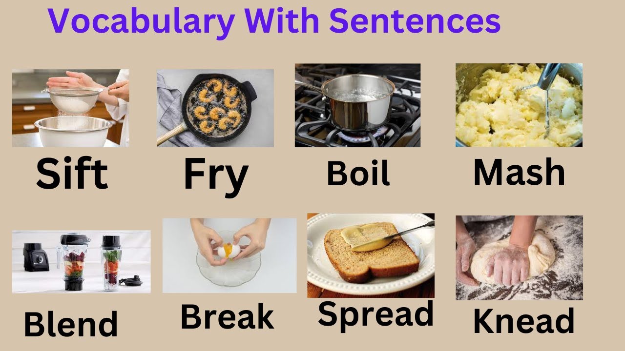 Cooking Verbs with sentences _ cooking Vocabulary