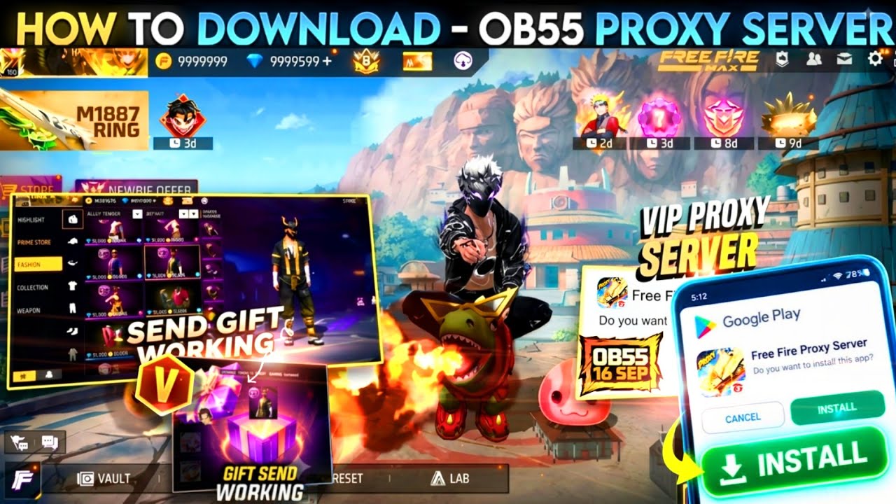 HOW TO DOWNLOAD OB55 PROXY SERVER IN FREE FIRE, HOW TO USE PROXY SERVER IN FREEFIRE, FF PROXY SERVER