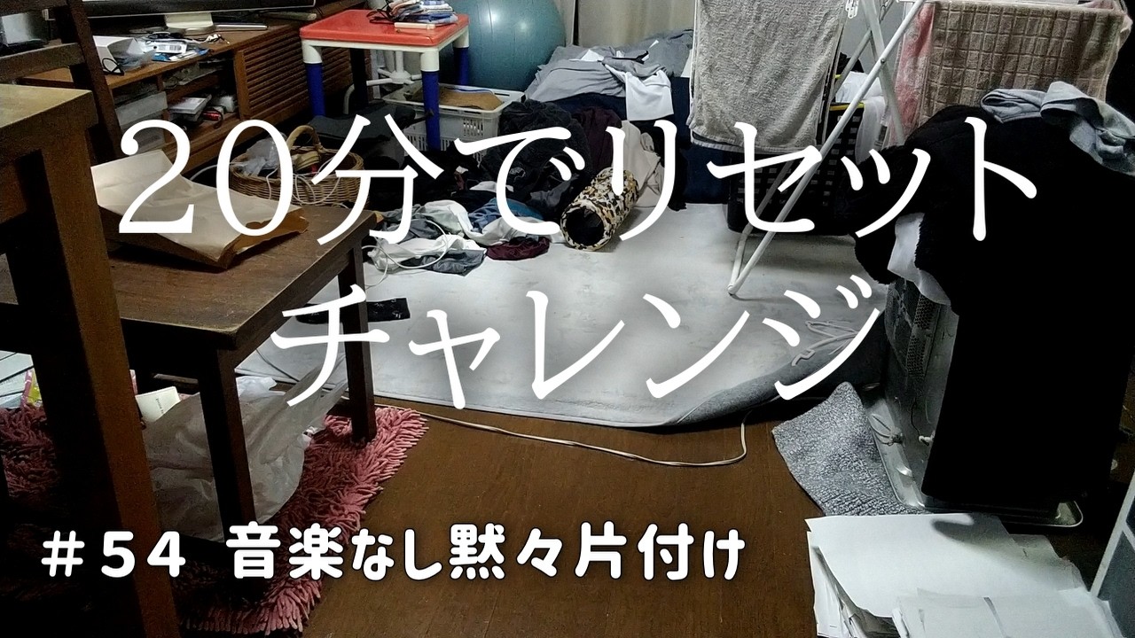 【汚部屋片付けVlog54】20分で急いで汚部屋リセットチャレンジ。片付け苦手主婦｜音楽なし 汚部屋脱出 ビフォーアフター 断捨離