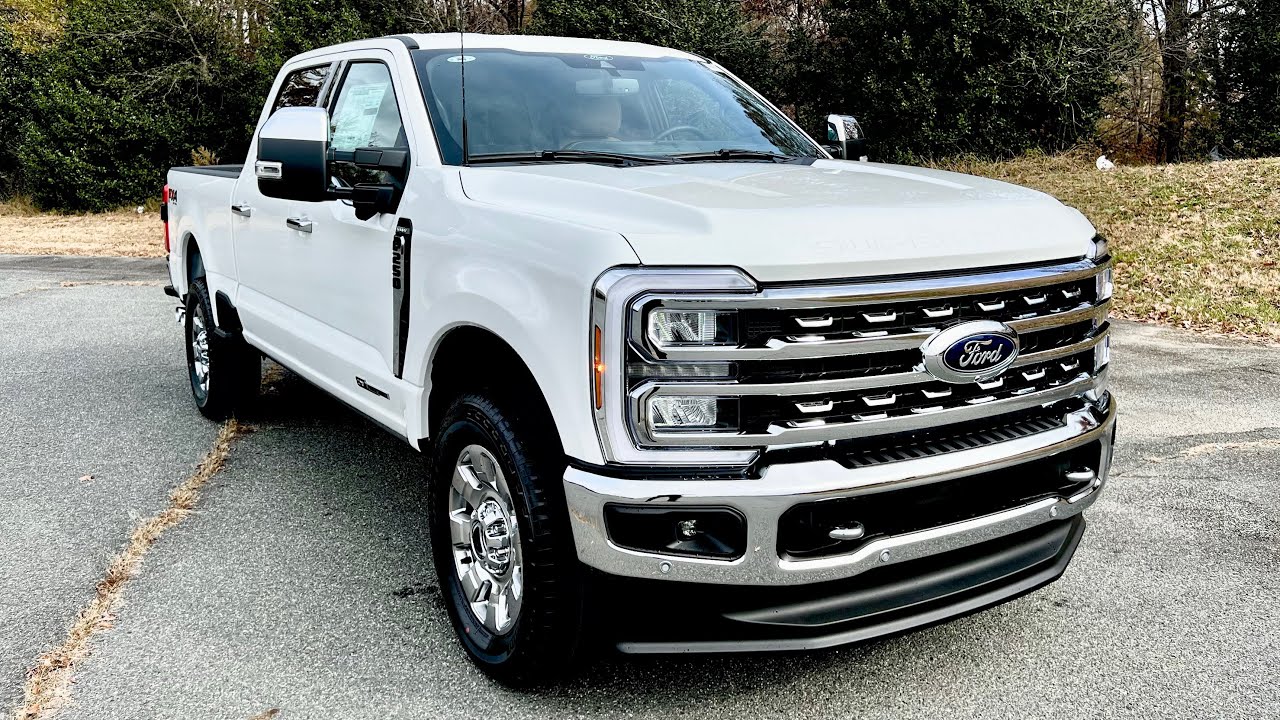 2024 Ford F-250 Lariat Star White (Baja Leather) - Showcasing Interior, Exterior, and Motor.