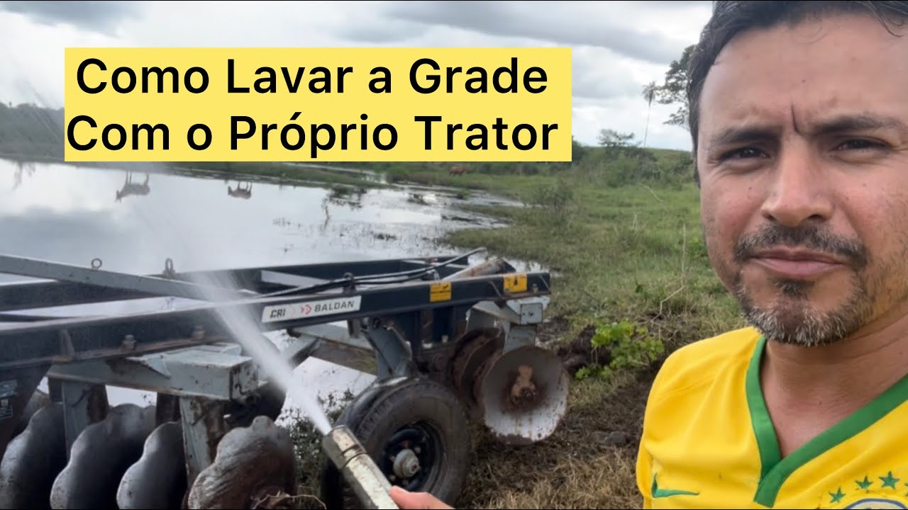 Como Lavar a Grade Aradora com o Proprio Trator #trator 