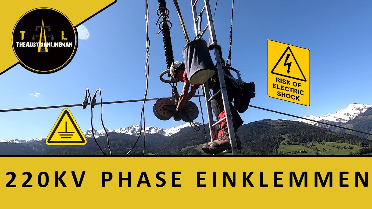 Hochspannung | 220KV Einklemmen nach Seilzug am Strommast