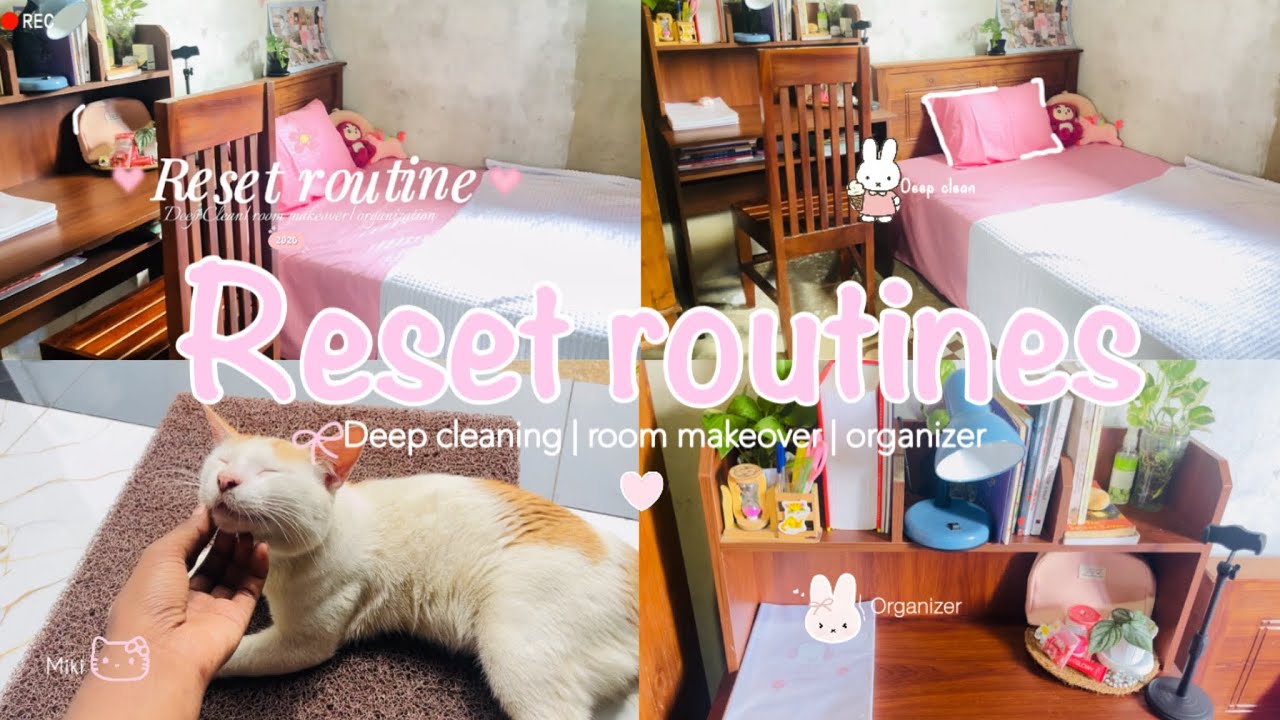 Reset routine🌷🤍✨2026 | room makeover| deep cleaning| organizer| අද room එකට පොඩි වෙනසක් කරා 🎀🌷