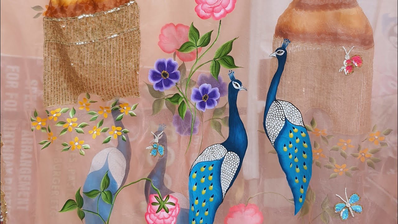 Beautiful hand painted Dupatta Design || Hand Work Ideas || Hoonarcreations