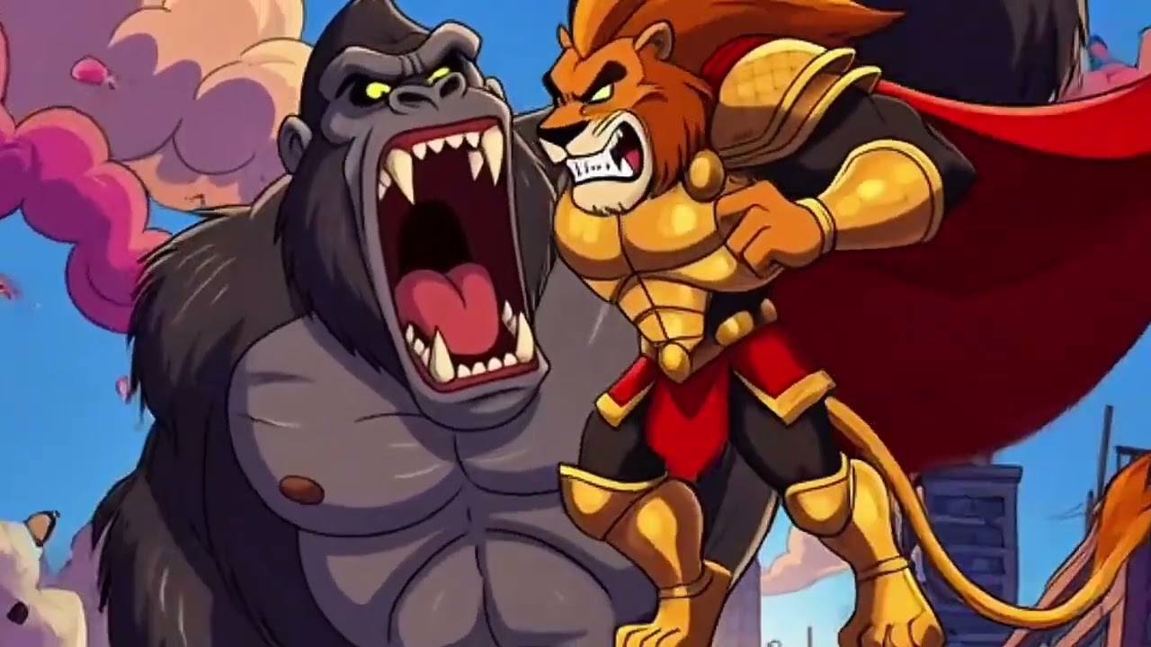الأسد اقوي ام الغوريلا العملاقه🦁🦍|The lion stronger or the giant gorilla