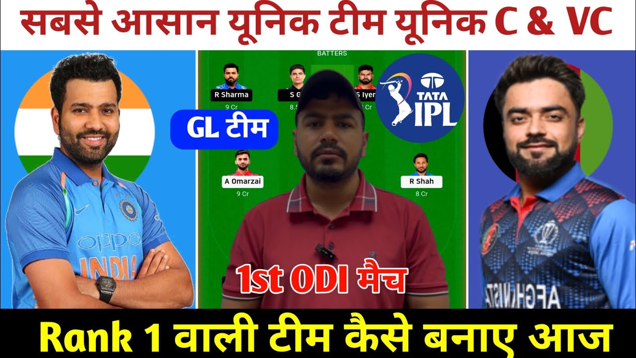 IND vs AFG 1st ODI Match Prediction ! India vs Afghanistan Dream11 Team ! IND vs AFG Dream11 Team