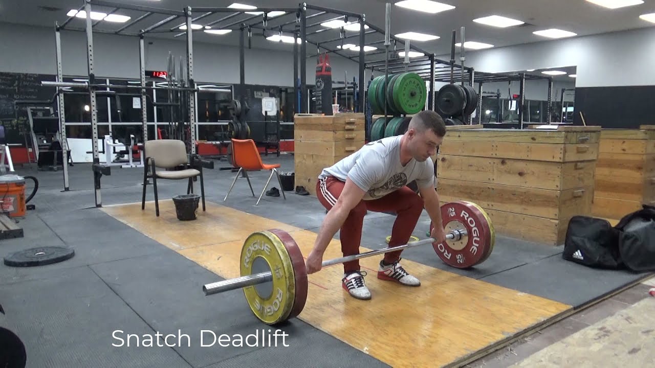 Hang Snatch + Snatch, Jerk behind neck, Snatch deadlift